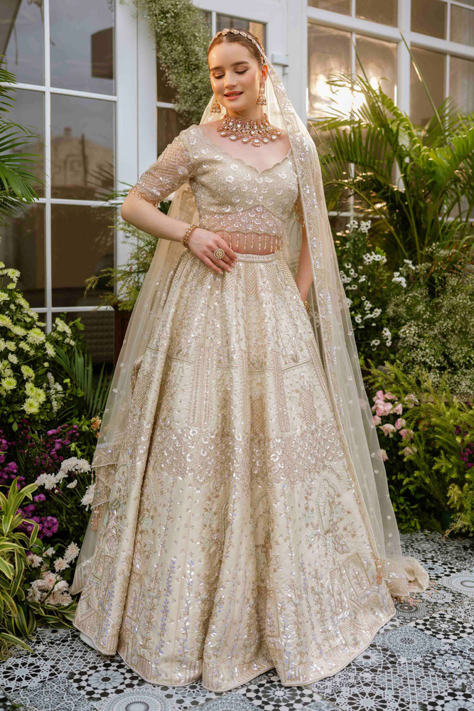 Load image into Gallery viewer, Arisa Ivory Garden Lehenga