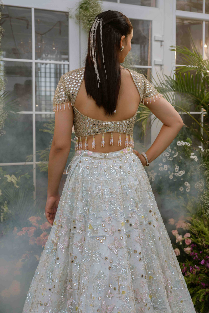 Load image into Gallery viewer, Kaira Ice Mirror Lehenga
