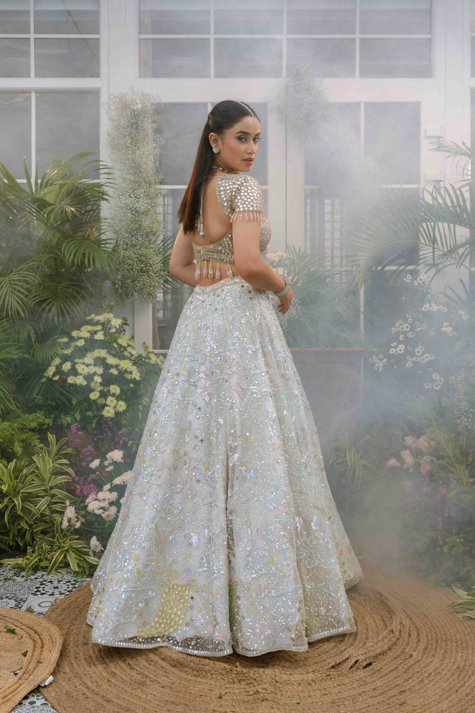 Load image into Gallery viewer, Kaira Ice Mirror Lehenga
