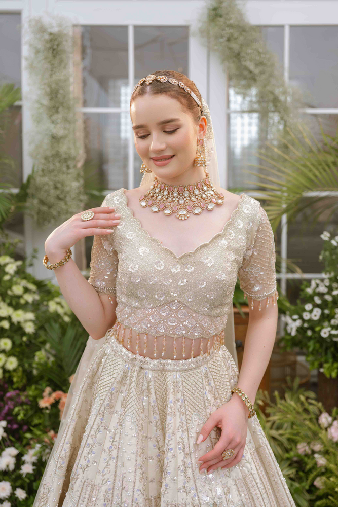Load image into Gallery viewer, Arisa Ivory Garden Lehenga
