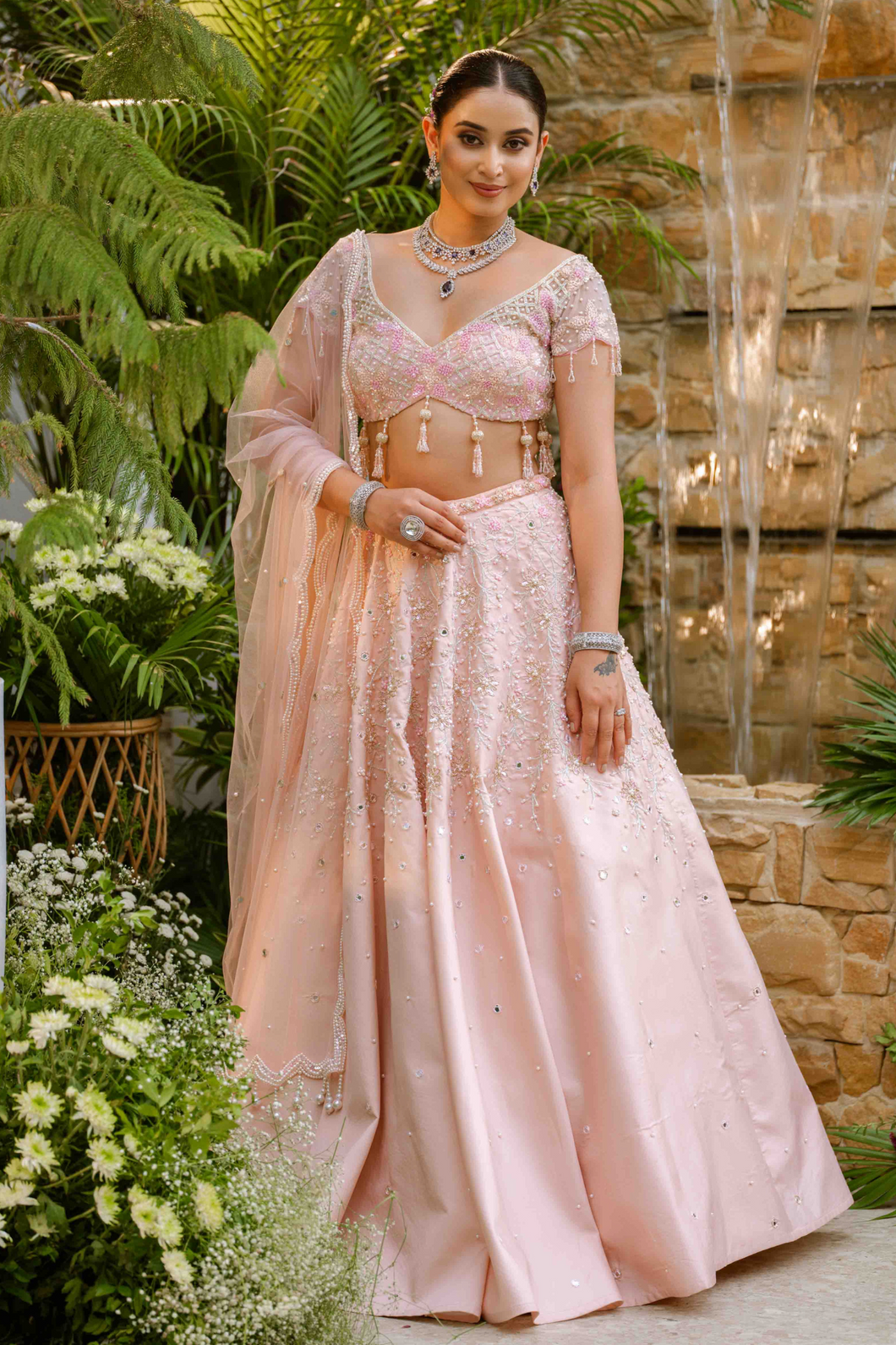 Roselle Blush Pearl Lehenga