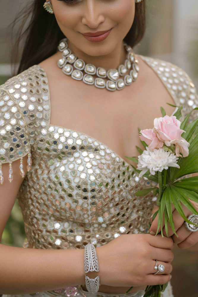 Load image into Gallery viewer, Kaira Ice Mirror Lehenga
