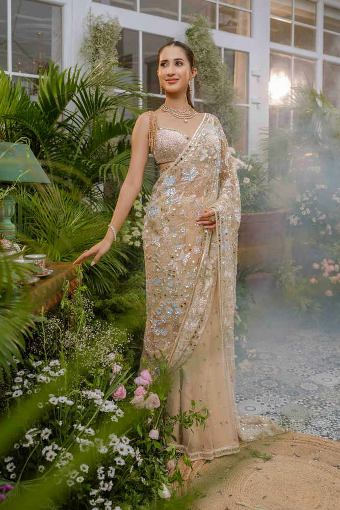 Load image into Gallery viewer, Aarohi Crystal Butterfly Saree
