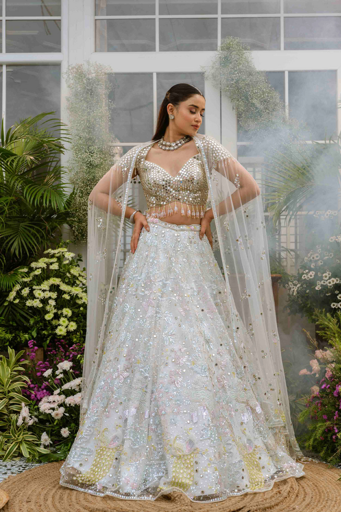 Load image into Gallery viewer, Kaira Ice Mirror Lehenga
