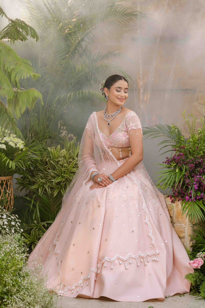 Load image into Gallery viewer, Roselle Blush Pearl Lehenga
