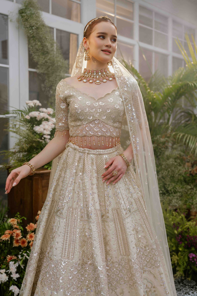 Load image into Gallery viewer, Arisa Ivory Garden Lehenga
