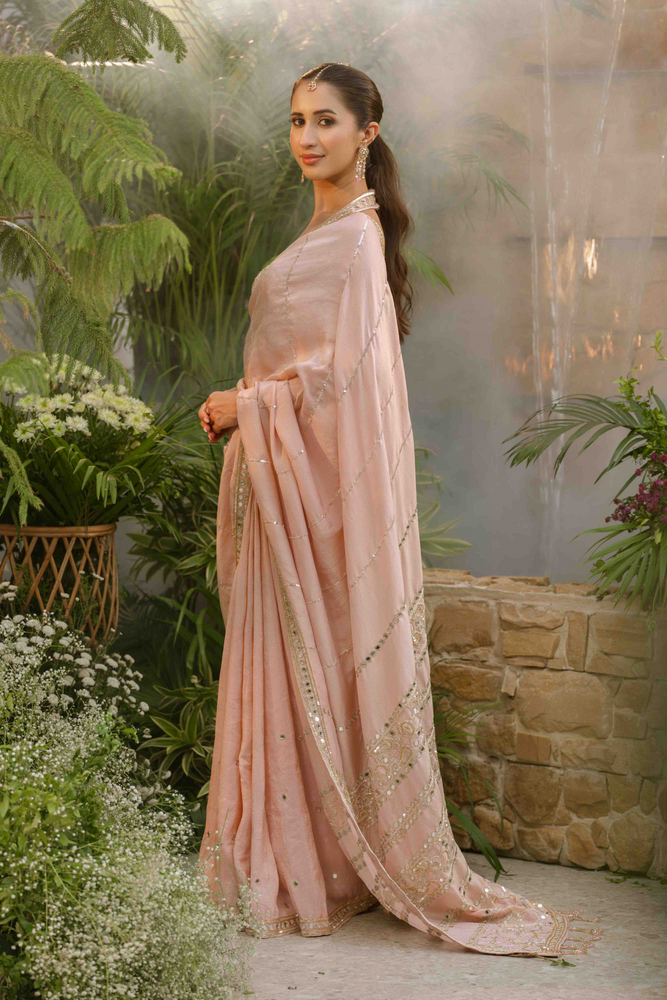 Load image into Gallery viewer, Emilia Rose Tissue Saree
