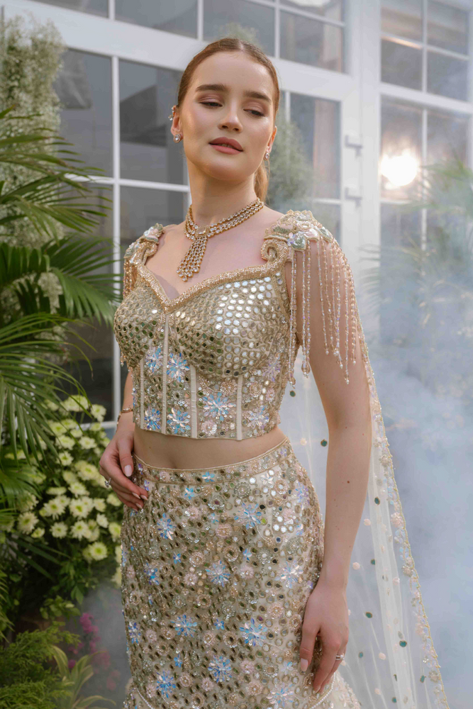 Load image into Gallery viewer, Freya Peacock Mermaid Lehenga
