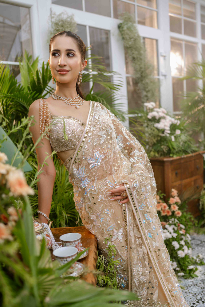 Load image into Gallery viewer, Aarohi Crystal Butterfly Saree
