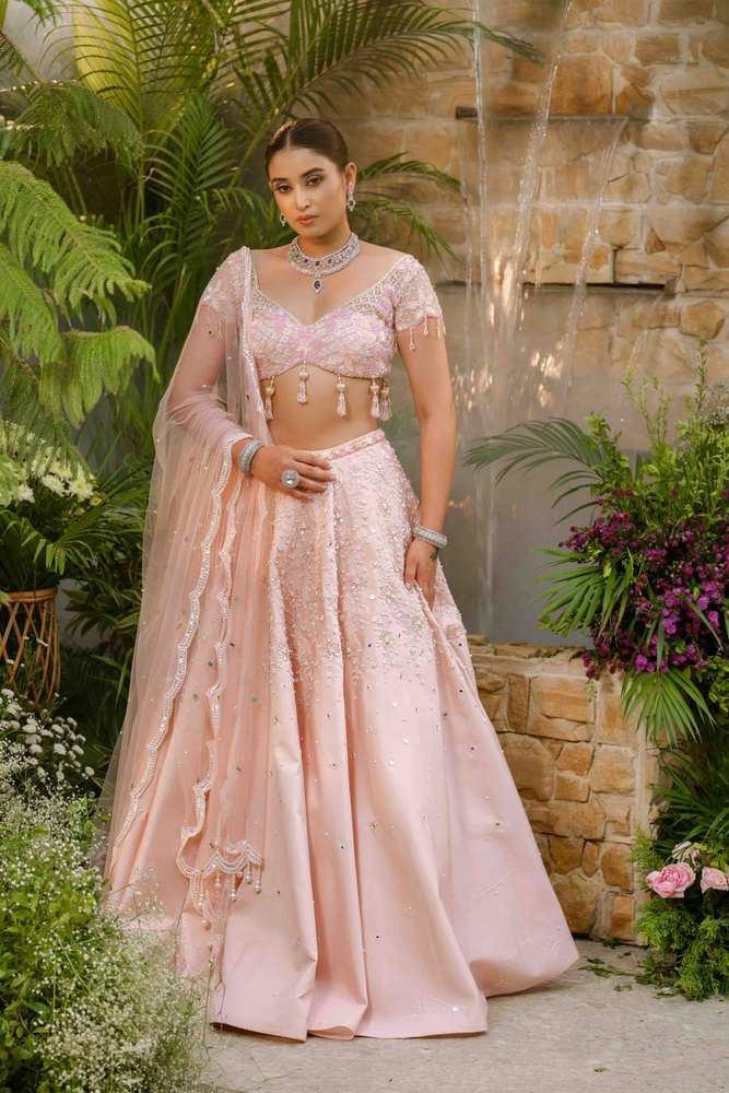 Load image into Gallery viewer, Roselle Blush Pearl Lehenga
