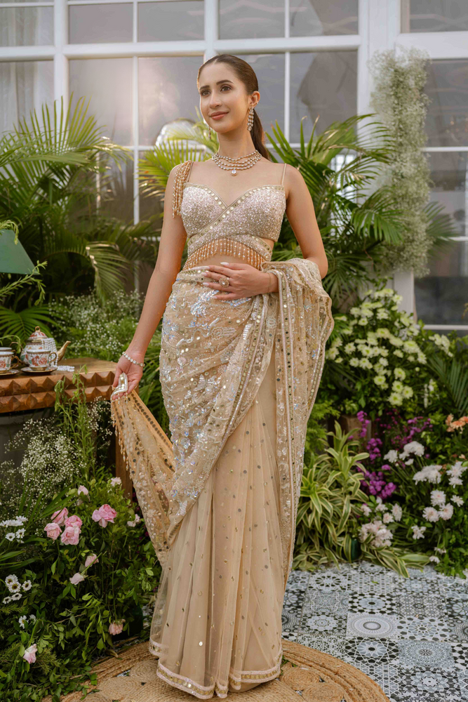 Load image into Gallery viewer, Aarohi Crystal Butterfly Saree
