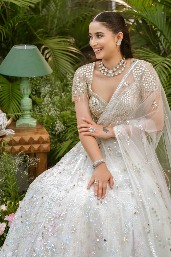 Load image into Gallery viewer, Kaira Ice Mirror Lehenga
