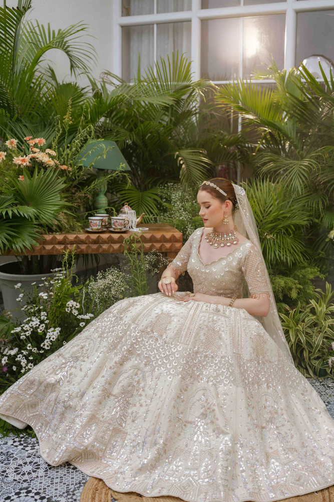 Load image into Gallery viewer, Arisa Ivory Garden Lehenga
