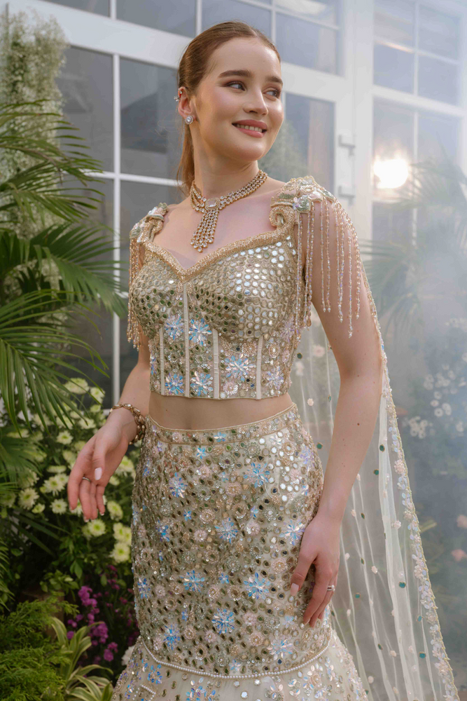Load image into Gallery viewer, Freya Peacock Mermaid Lehenga
