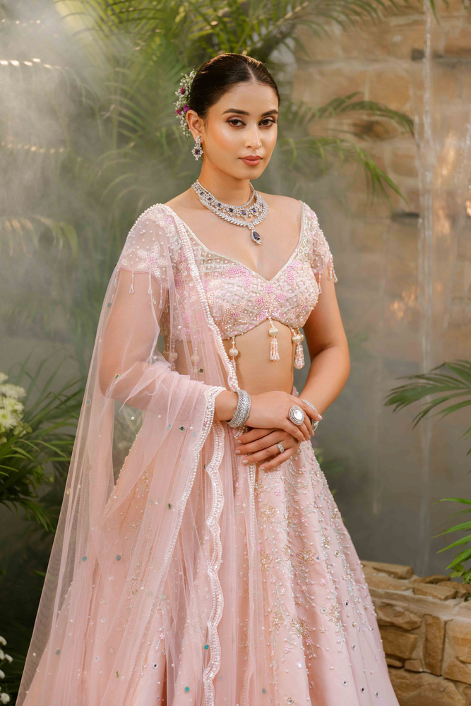 Load image into Gallery viewer, Roselle Blush Pearl Lehenga
