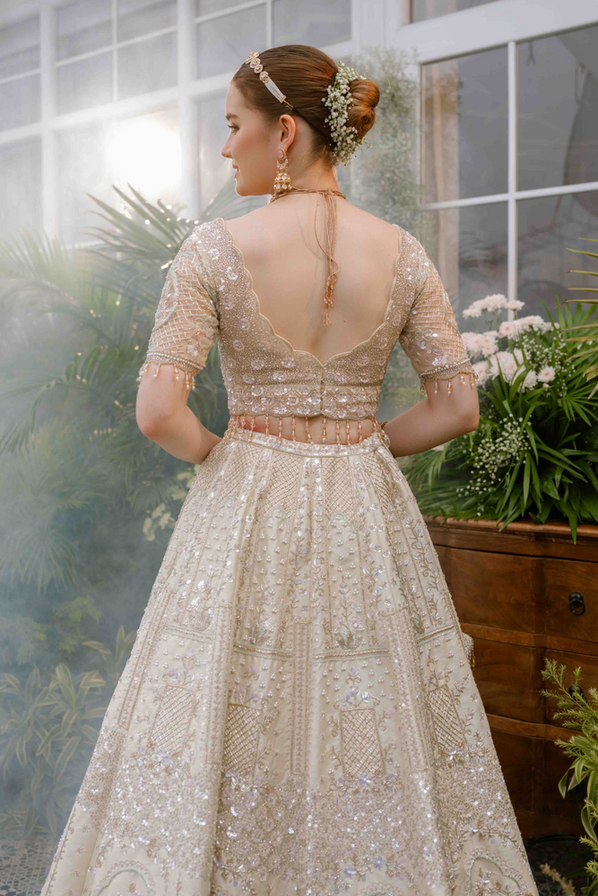 Load image into Gallery viewer, Arisa Ivory Garden Lehenga
