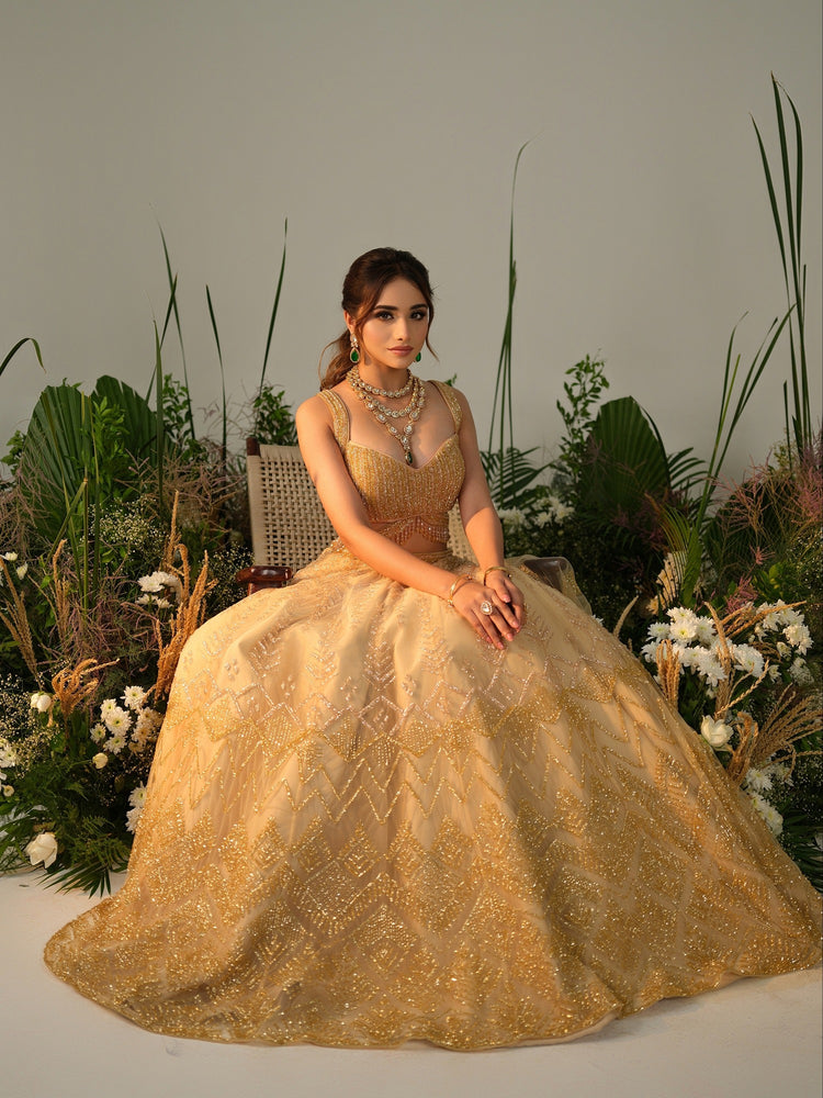 Load image into Gallery viewer, Golden Glow Lehenga Set
